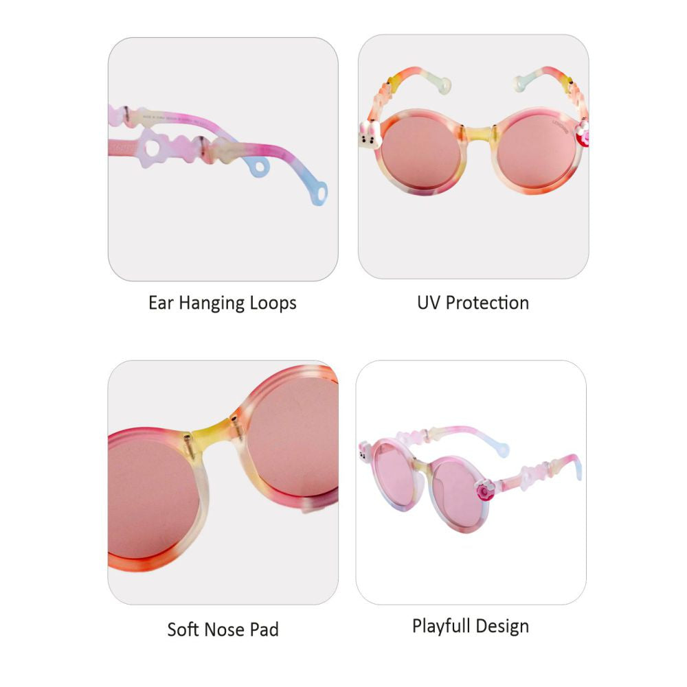 3Fold Pink Translucent 3d element Frame Anti Ultraviolet Unisex Sunglasses for Toddlers with Pouch Hardcase Storage