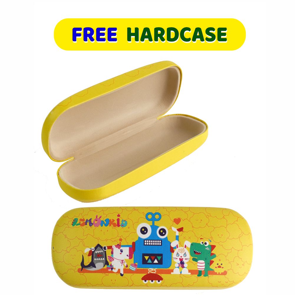 Yellow Frame with Blue Arms, Anti Ultraviolet Unisex Sunglasses for Toddlers with Hardcase Storage