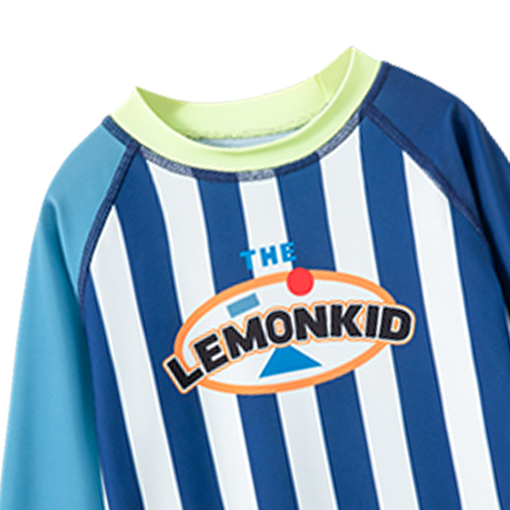 Bold Stripes Swimsuit for Boy- 3Pcs (UPF 50+&A) - Blue
