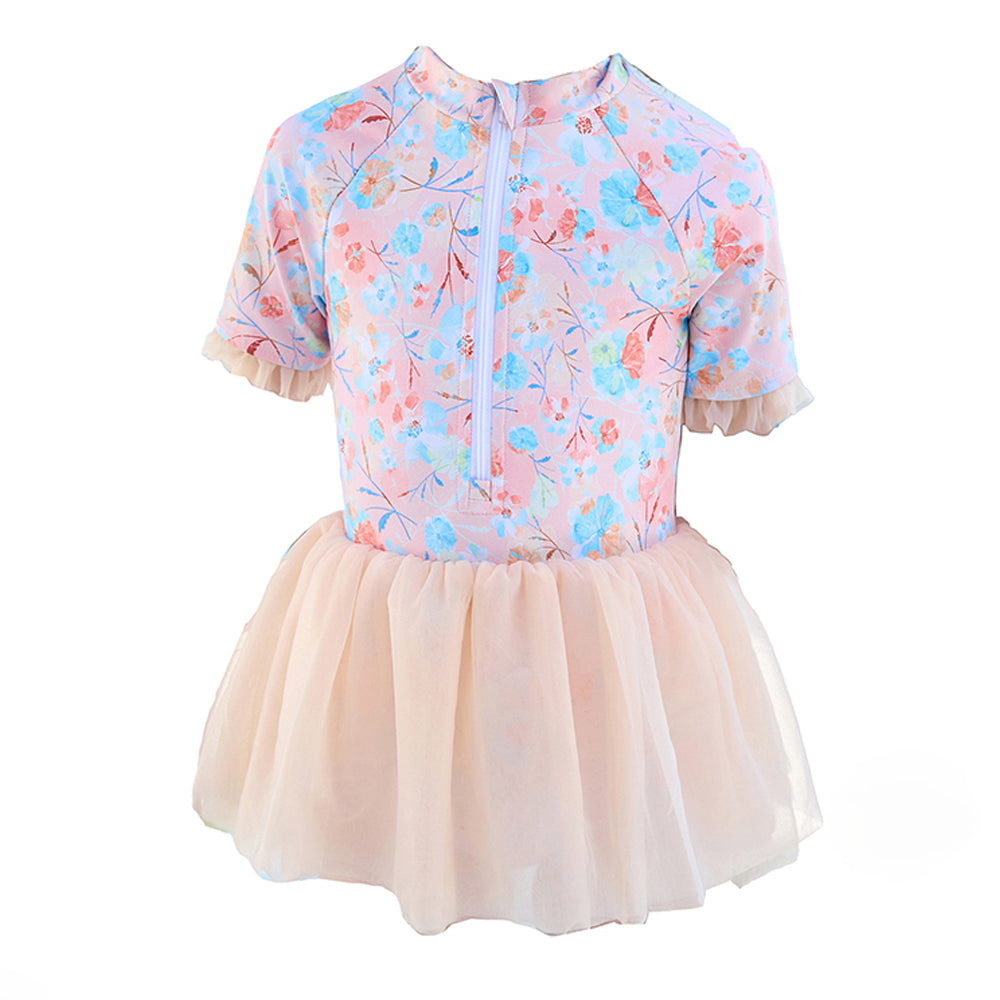 Little Surprise Box Blue Big Floral Tutu Style Swimwear for Toddlers & Kids
