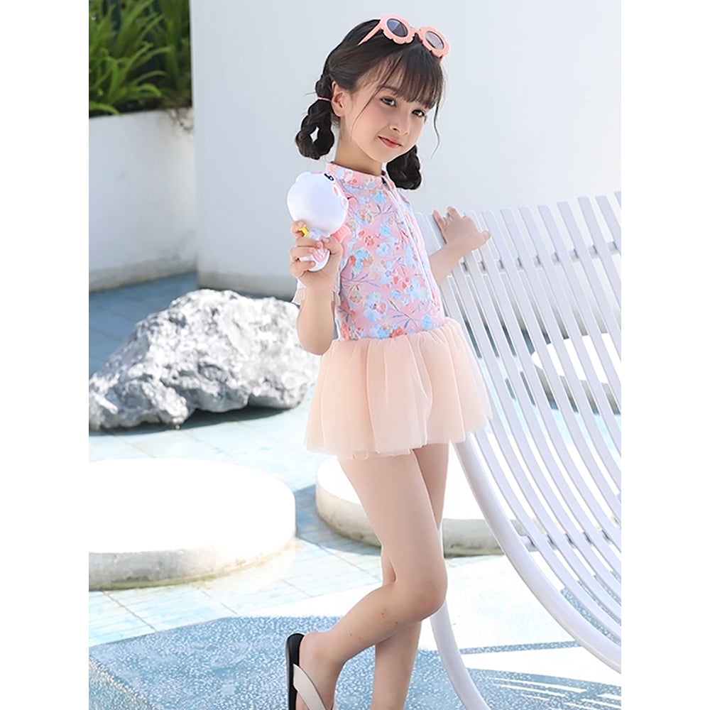 Little Surprise Box Blue Big Floral Tutu Style Swimwear for Toddlers & Kids