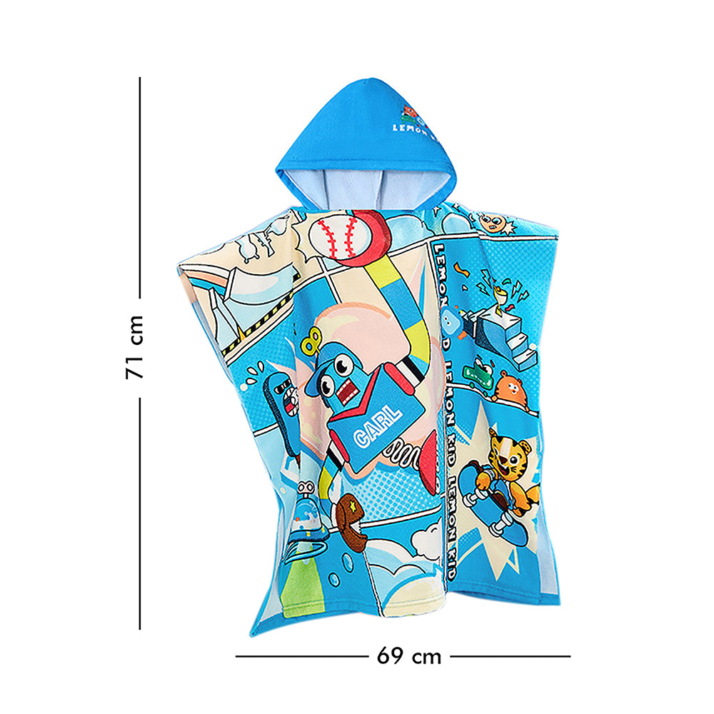Blue Hooded Swim Poncho/ Bath Towel/ Swim Coverup For Kids.(3-8Y)