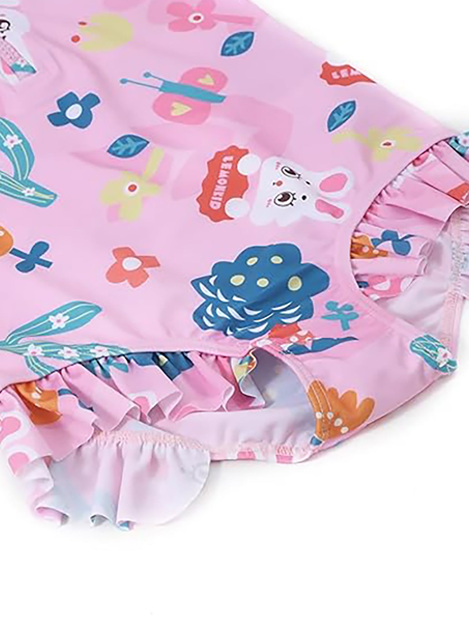 Pink Bunny Kids Swimwear with matching Swim Cap with UPF 50+&Free Washbag