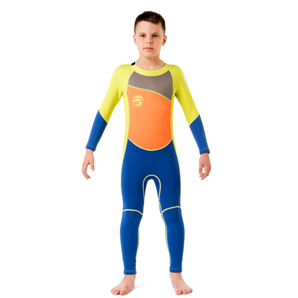 Fluroscent GreenOrangeBlue Full Length Scuba Swimsuit 2.5mm Neoprene Swimwear for water adventures for Teens and Adults