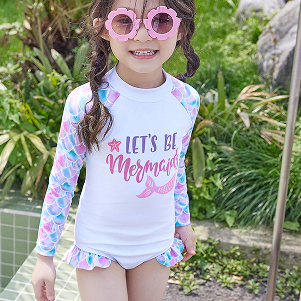 Little Surprise Box,One Piece Glitter Mermaid Swimwear +Swim Cap for Kids & Toddlers