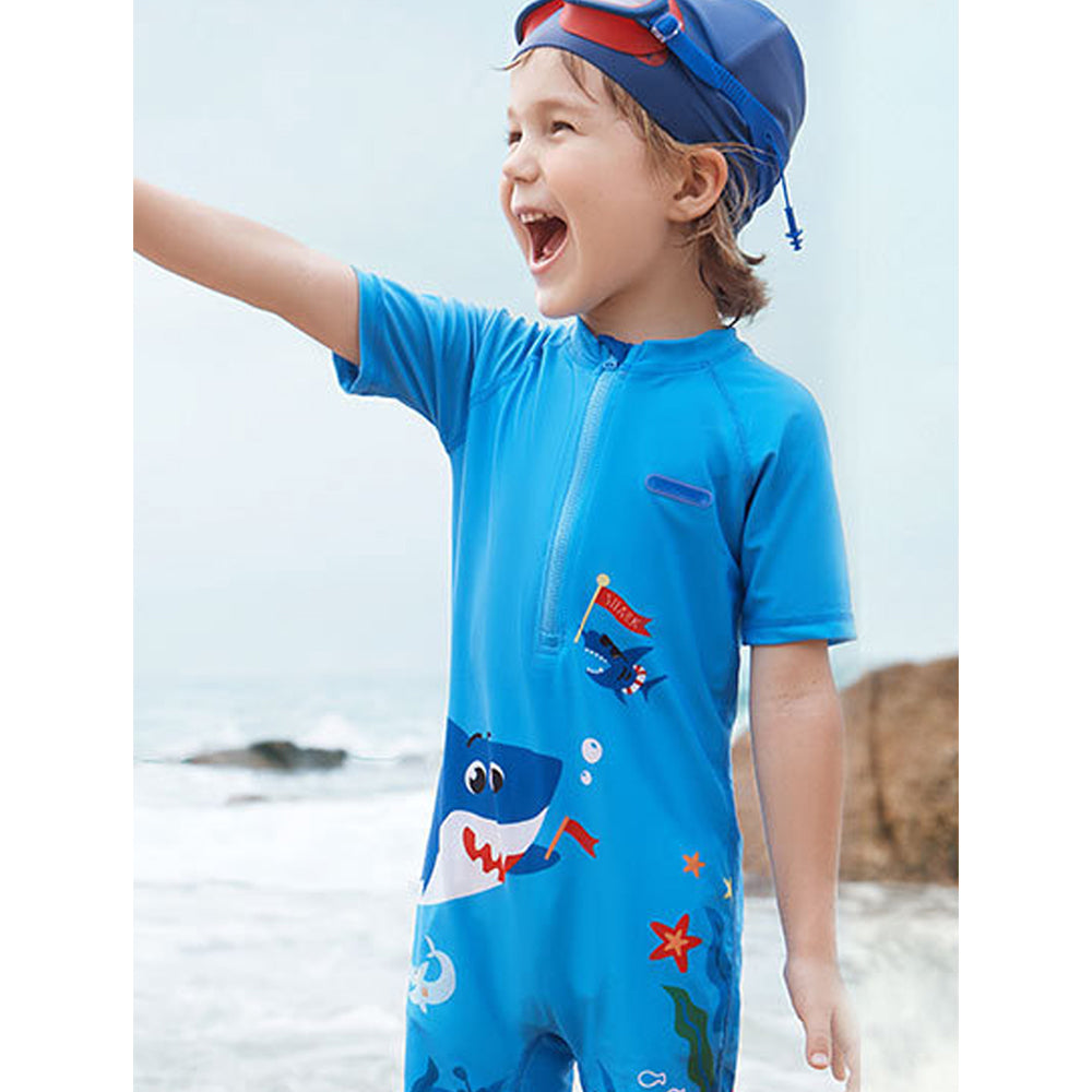 Little Surprise Box 3d Tail Blue Shark Swimwear for Toddlers & Kids with UPF 50+