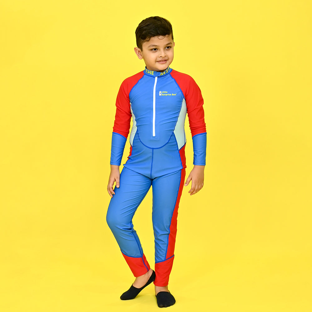 Little Surprise Box,LSB Blue & Red Full Length Swimwear for Teens & Adults with UPF 30+