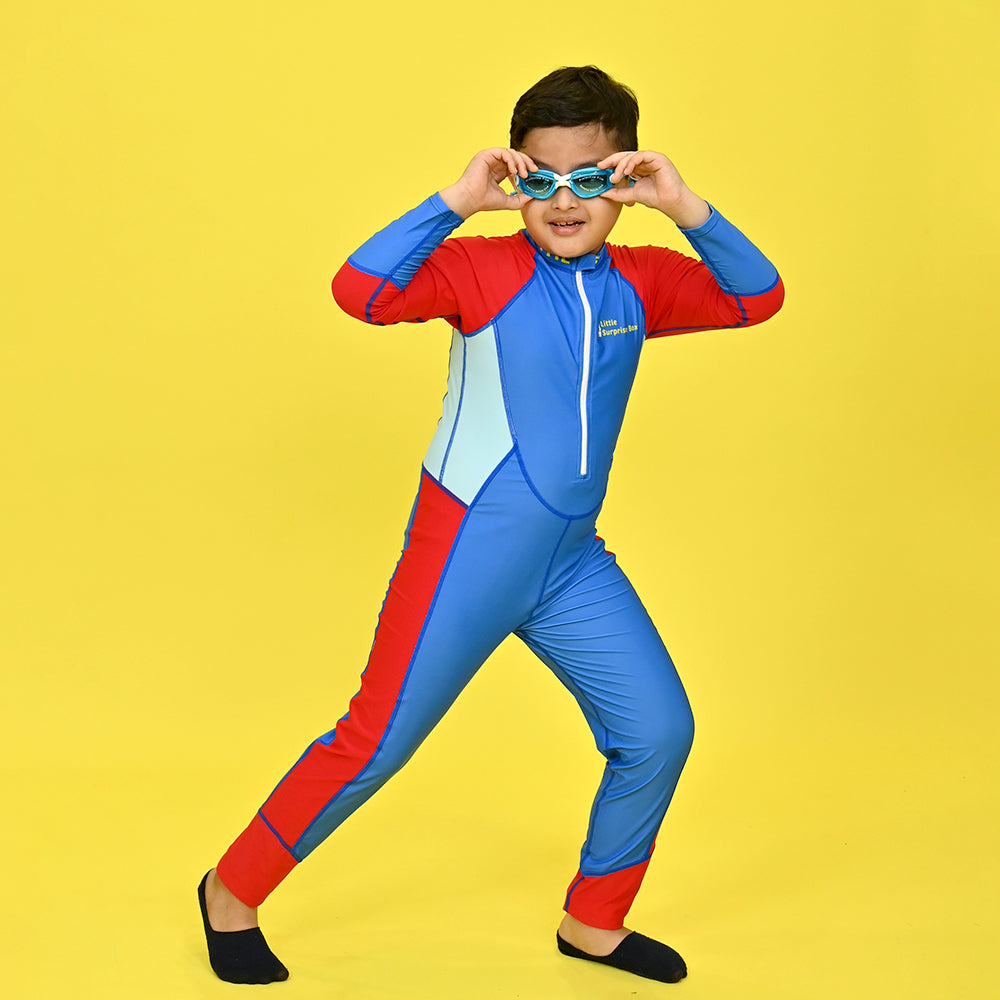 Little Surprise Box,LSB Blue & Red Full Length Swimwear for Teens & Adults with UPF 30+