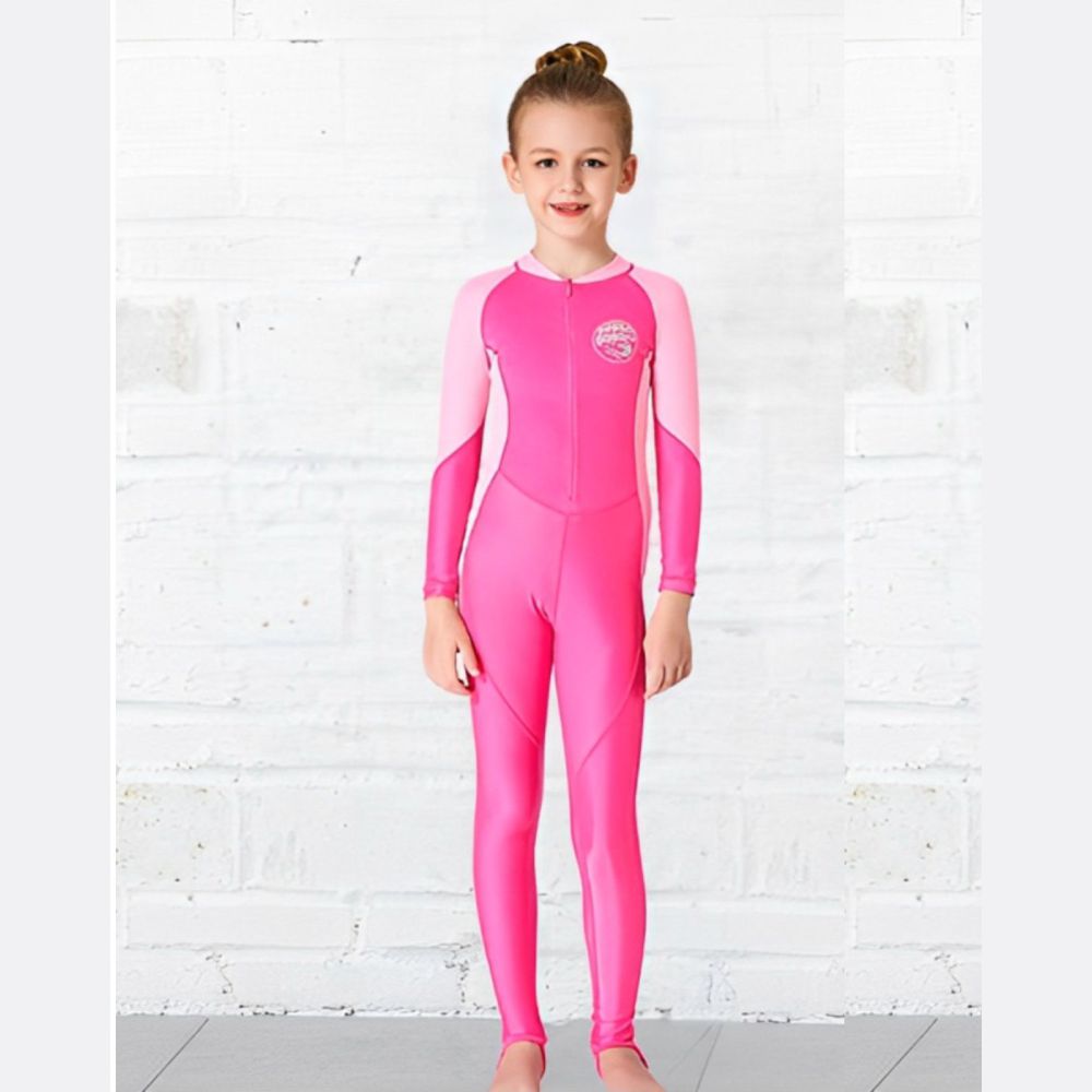 Light Pink and Fuchsia Pink Full Length Swimwear for Kids and Teens