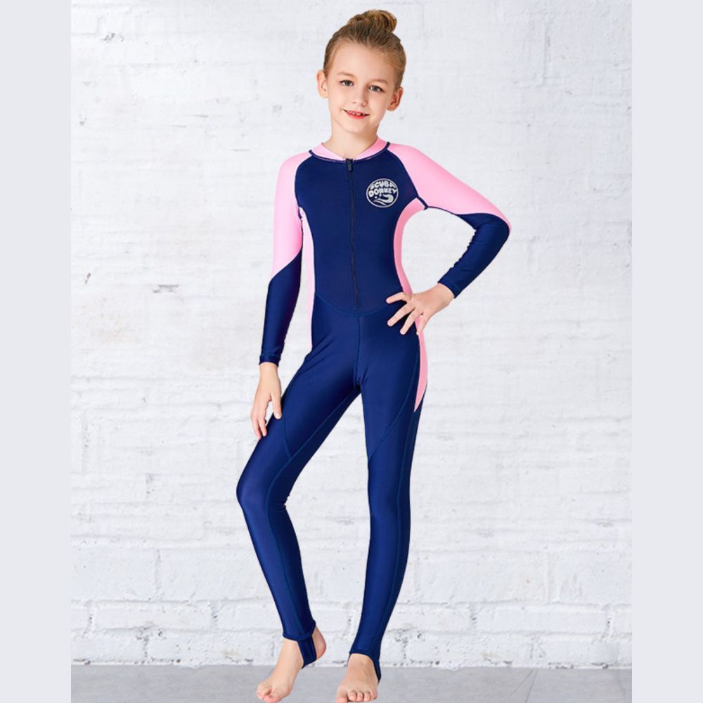 Light Pink and Navy Full Length Swimwear for Kids and Teens