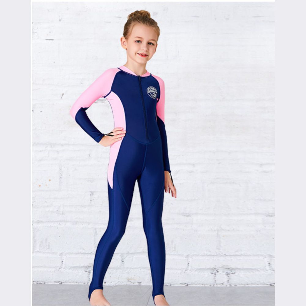 Light Pink and Navy Full Length Swimwear for Kids and Teens