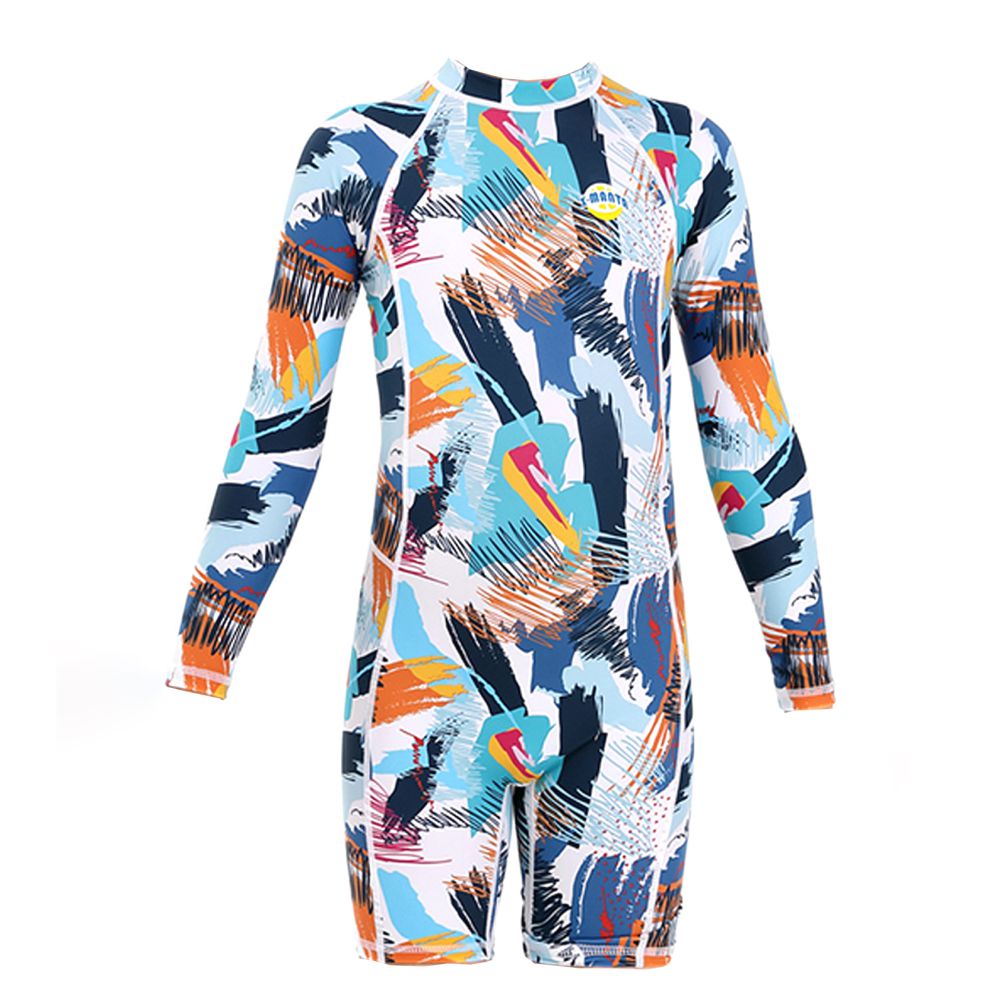 Little Surprise Box Full Sleeves Knee Length Multi Geometric Print Kids Swimwear UP50 +