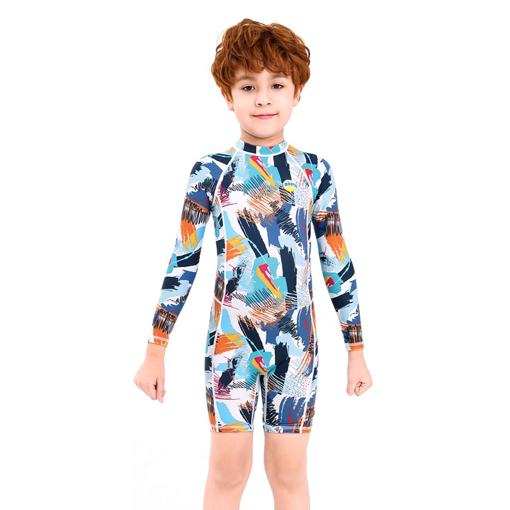 Little Surprise Box Full Sleeves Knee Length Multi Geometric Print Kids Swimwear UP50 +
