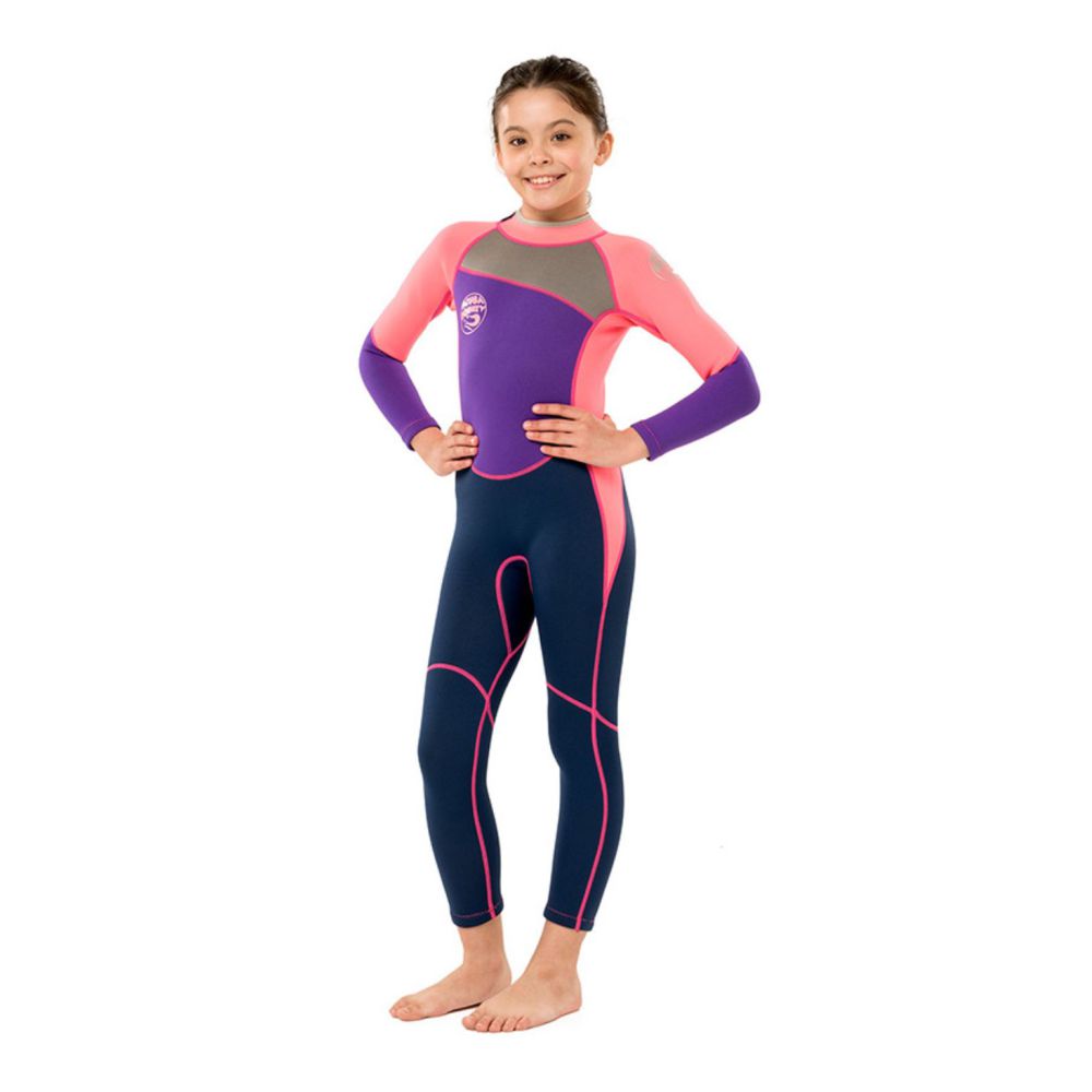 PinkViolet and black Full Length Scuba Swimsuit 2.5mm Neoprene Swimwear for water adventures for Kids and Teens