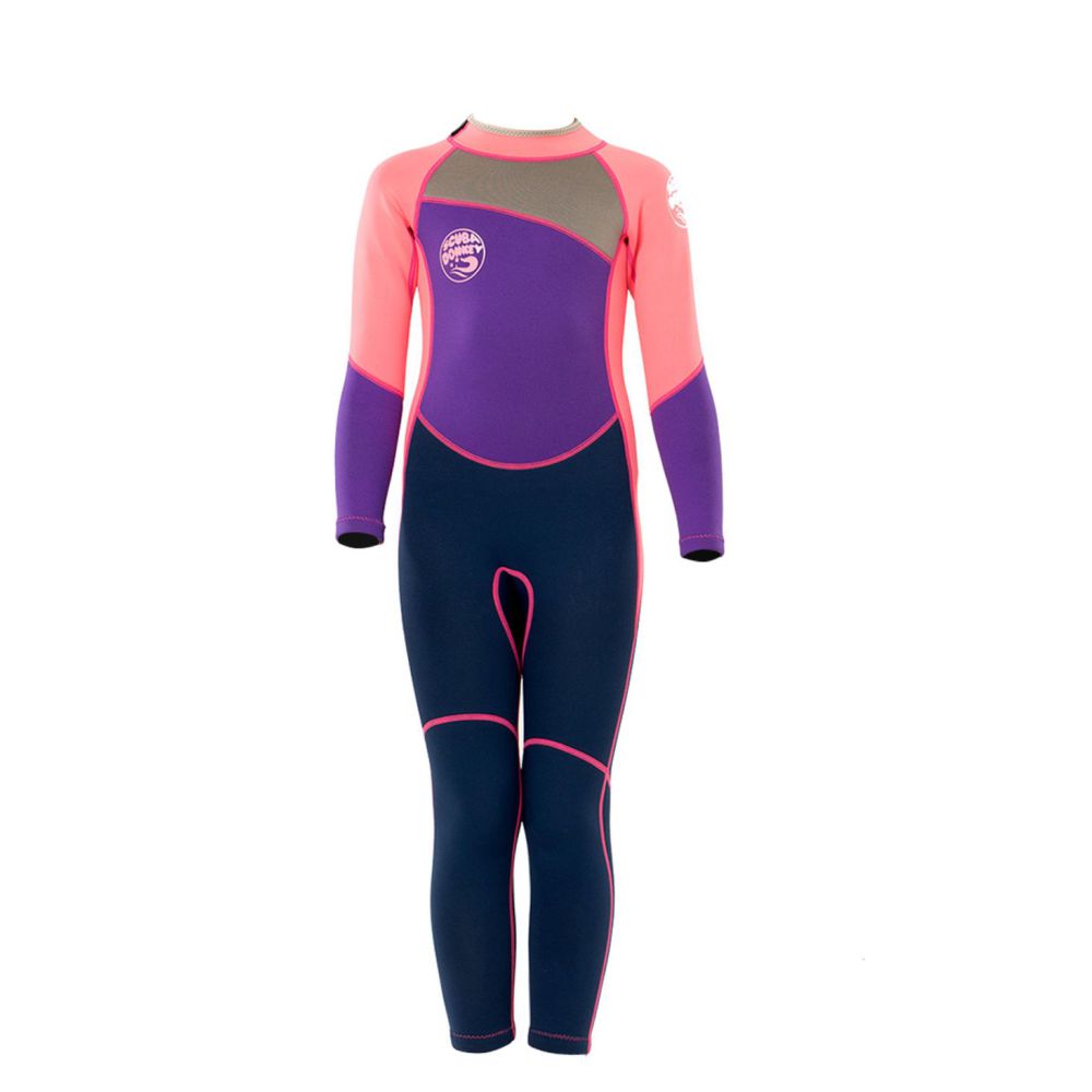 PinkViolet and black Full Length Scuba Swimsuit 2.5mm Neoprene Swimwear for water adventures for Kids and Teens