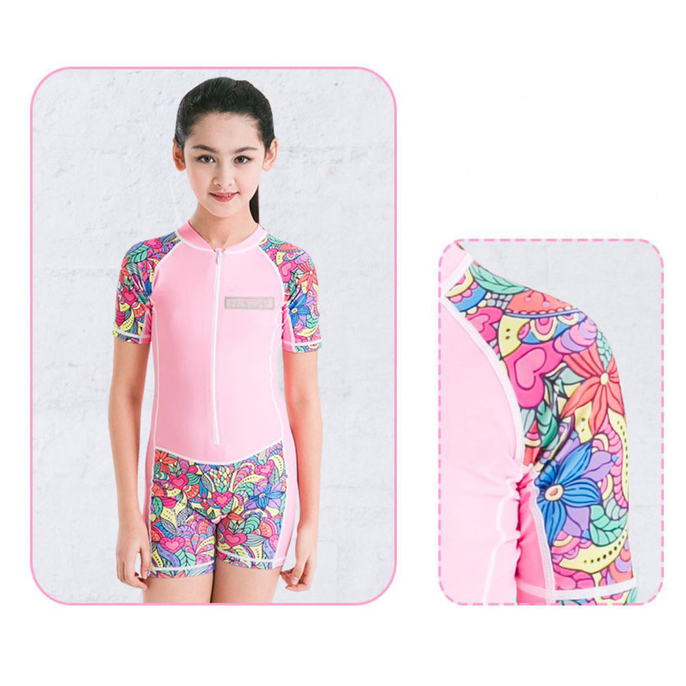 Pink  Mandala Design knee length Swimwear for Kids and Teens-2-3Y