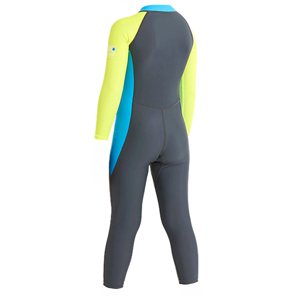 Grey Fluroscent Quote Sleeves Full Lenth Kids Swimwear With Upf 50+ Feature