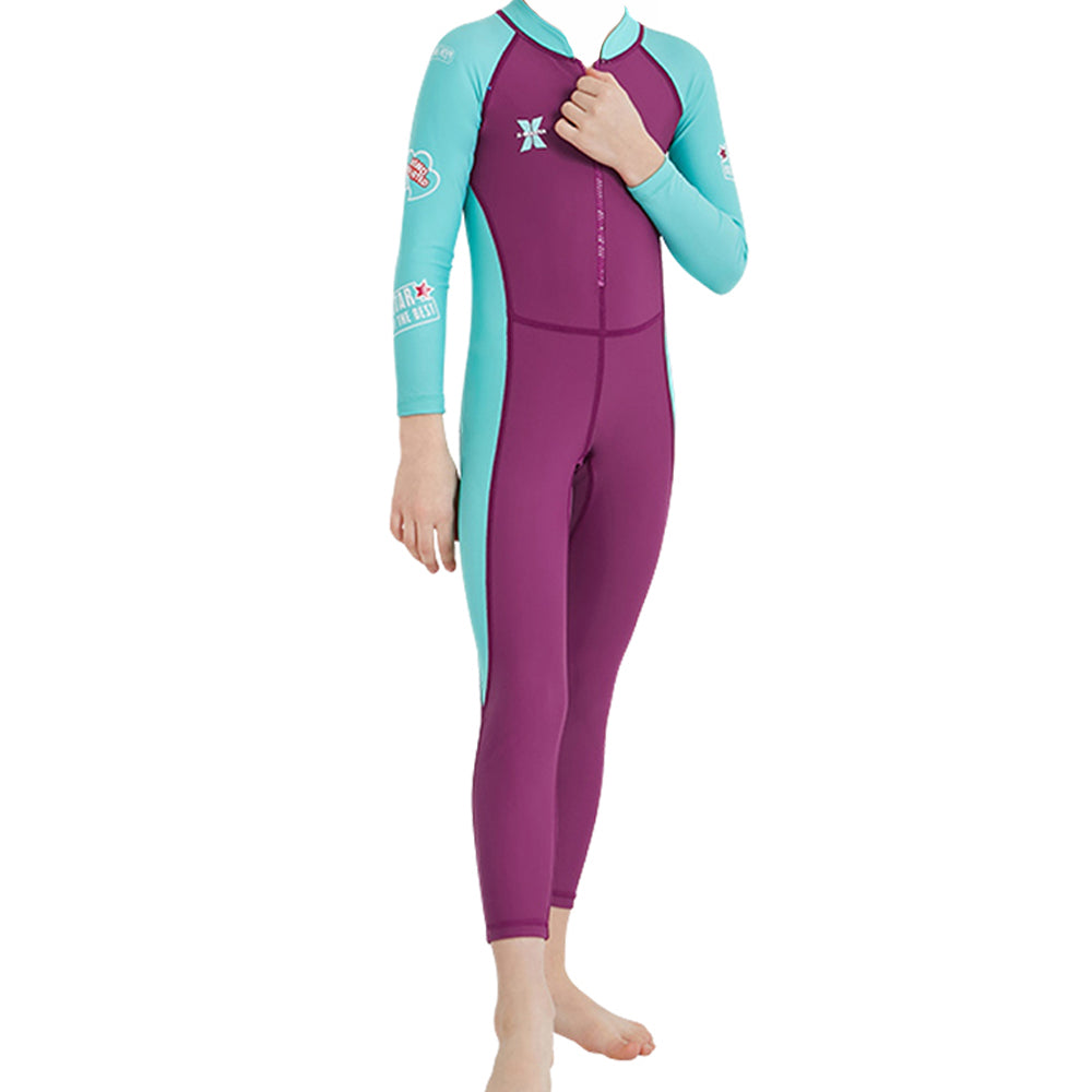 Maroon Mint Quote Sleeves Full Length Kids Swimwear With Upto 50+ Feature