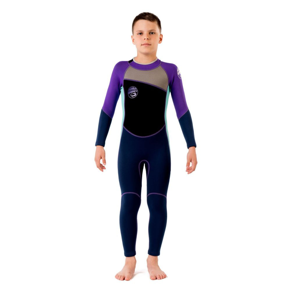 VioletTeal and Black Full Length Scuba Swimsuit 2.5mm Neoprene Swimwear for water adventures for KidsTeens and Adults