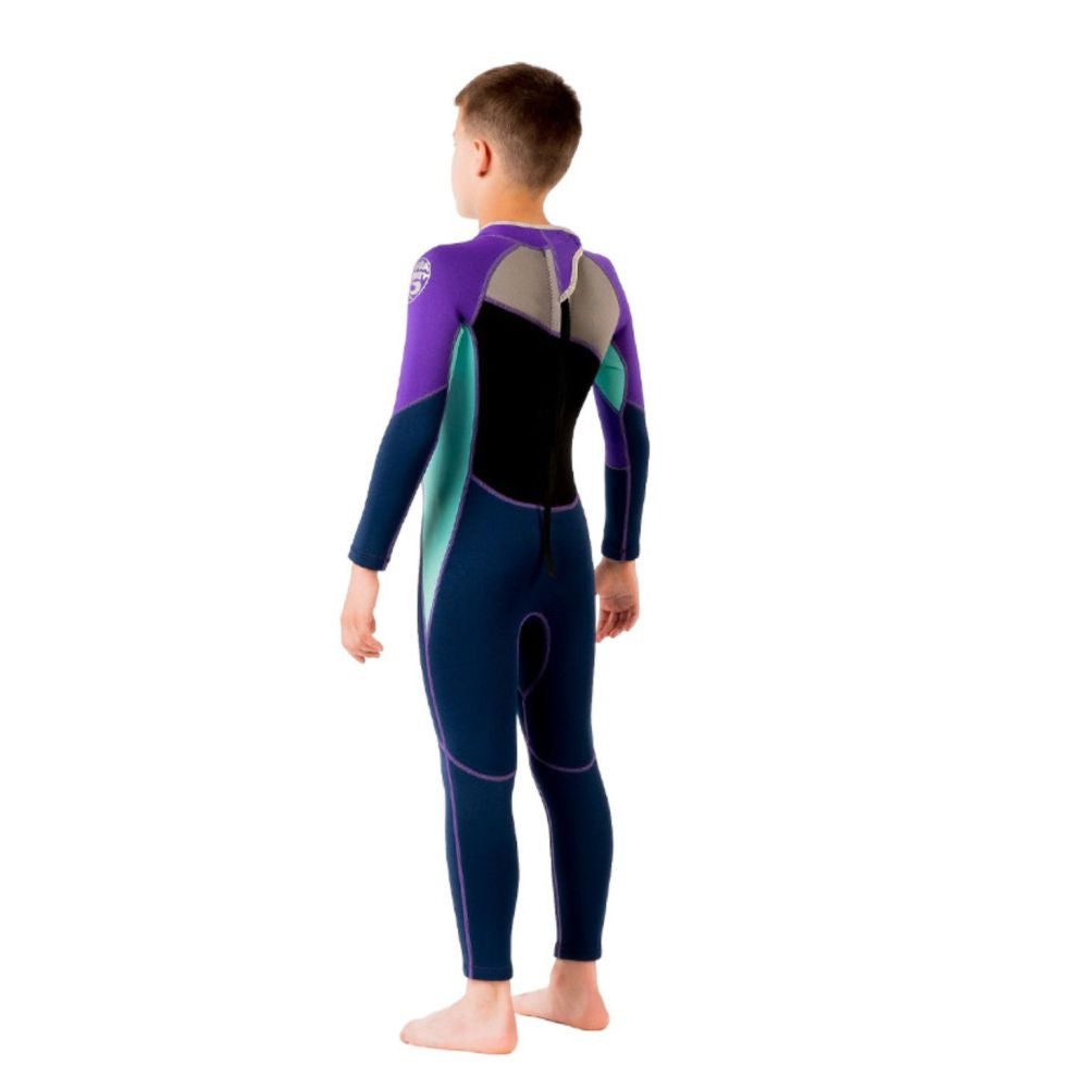 VioletTeal and Black Full Length Scuba Swimsuit 2.5mm Neoprene Swimwear for water adventures for KidsTeens and Adults