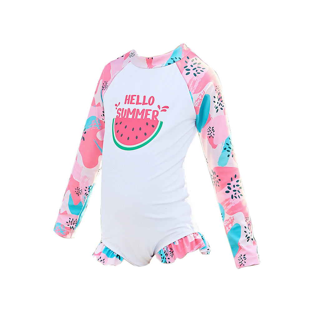 Little Surprise Box,One Piece Summer Watermelon print Swimwear +Swim Cap for Kids & Toddlers(100)