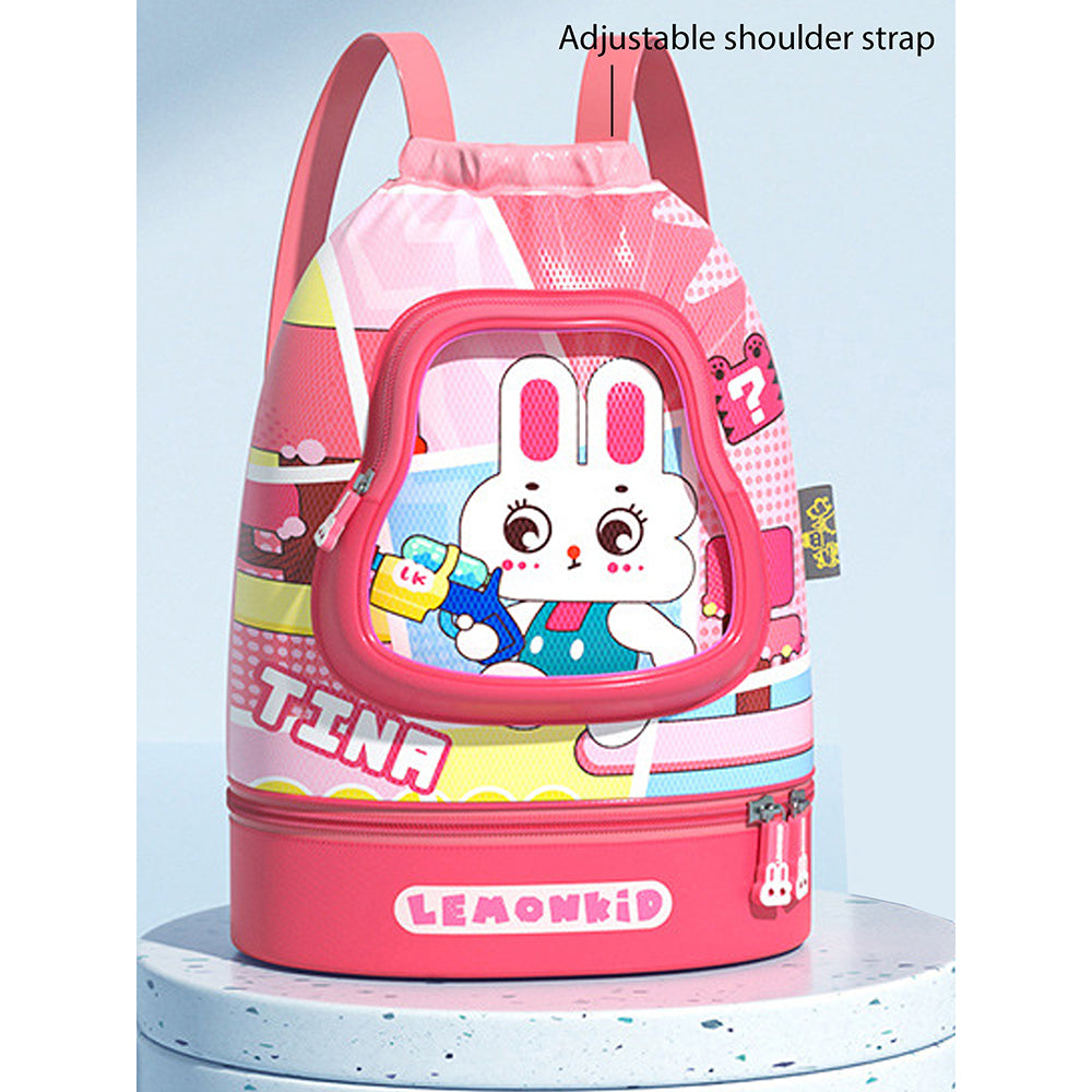 Kids Pink Rabbit Face, Waterproof Swimming Bag/ Beach Bag.