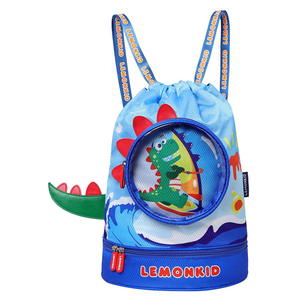 Kids Round Dinosaur , waterproof Swimming Bag/Beach Bag, Blue