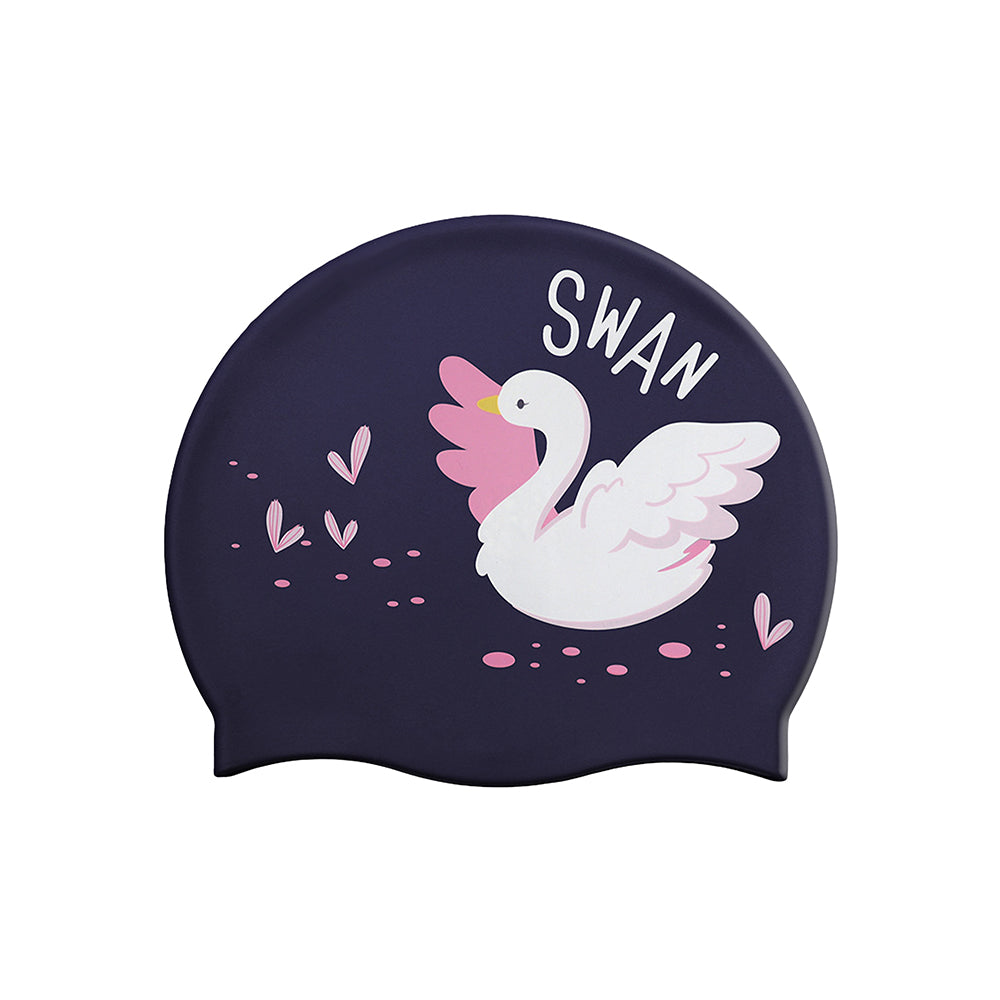 Little Surprise Box, Silicone Kids Swimming Cap, Floating Swan, Navy
