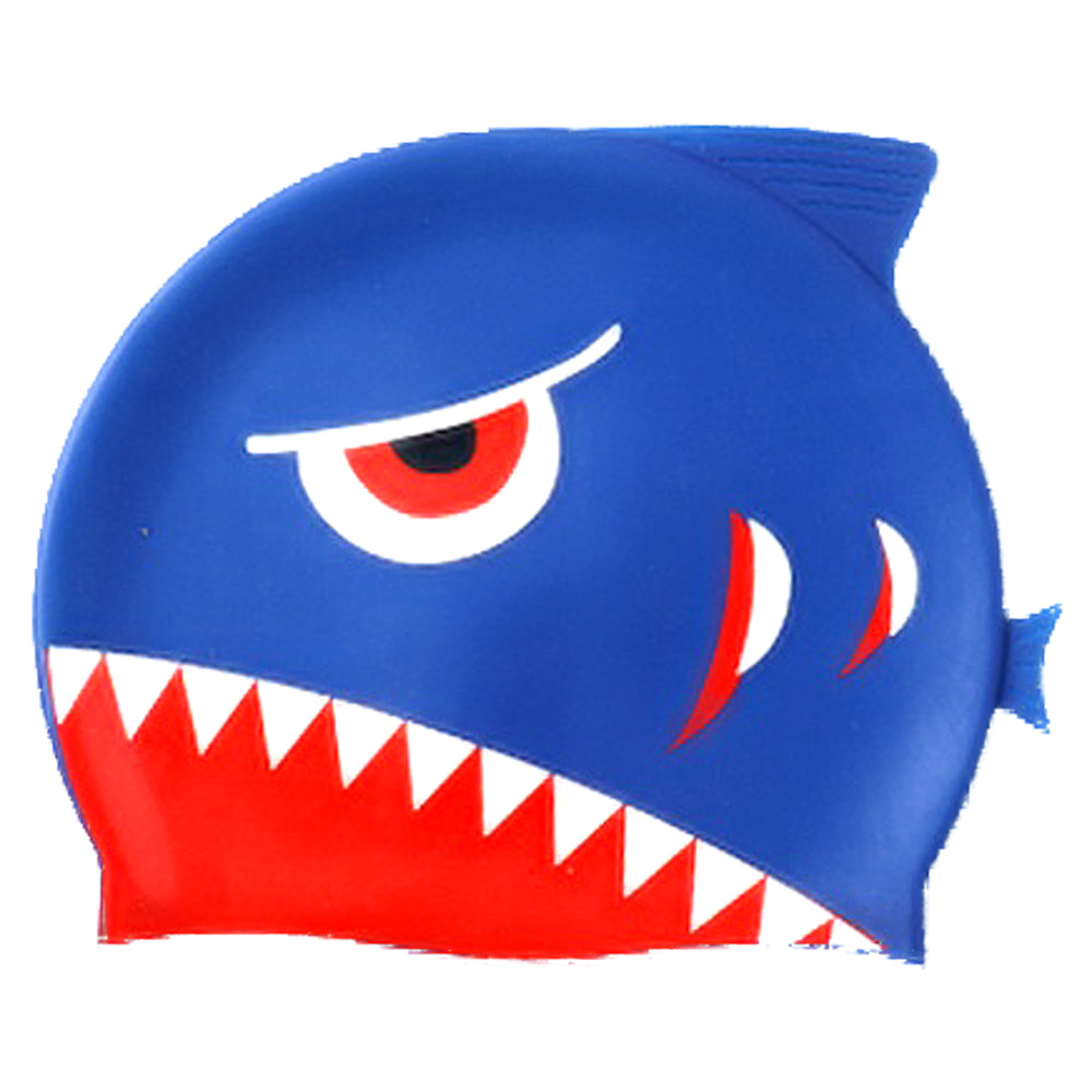 3d Navy Blue Red Eye Wrinkle, Silicone Kids Swim Cap, 5 years - 15 years