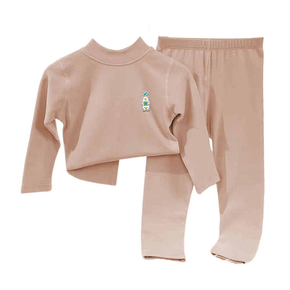 Little Surprise Box Cream Kelly Crew Neck Upper & Lower Body Thermal Winter Warmers For Kids-Set Of 2 Pcs