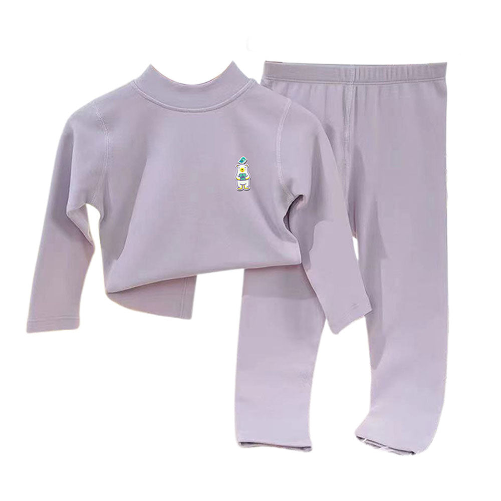 Little Surprise Box Lilac Kelly Crew Neck Upper & Lower Body Thermal Winter Warmers For Kids-Set Of 2 Pcs