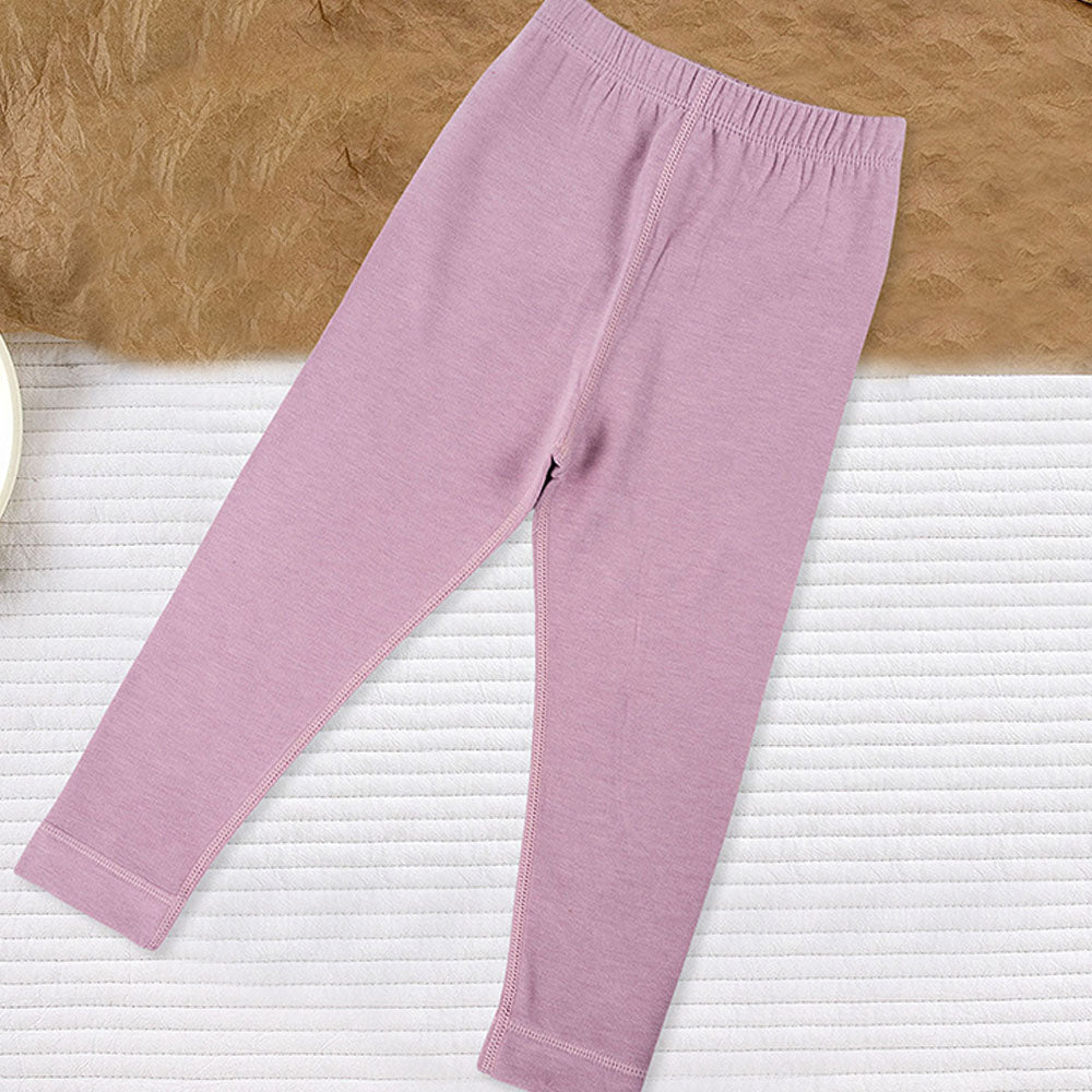 Little Surprise Box  Mauve Round Neck Upper & Lower Body Thermal Winter Warmers For Kids-Set Of 2 Pcs