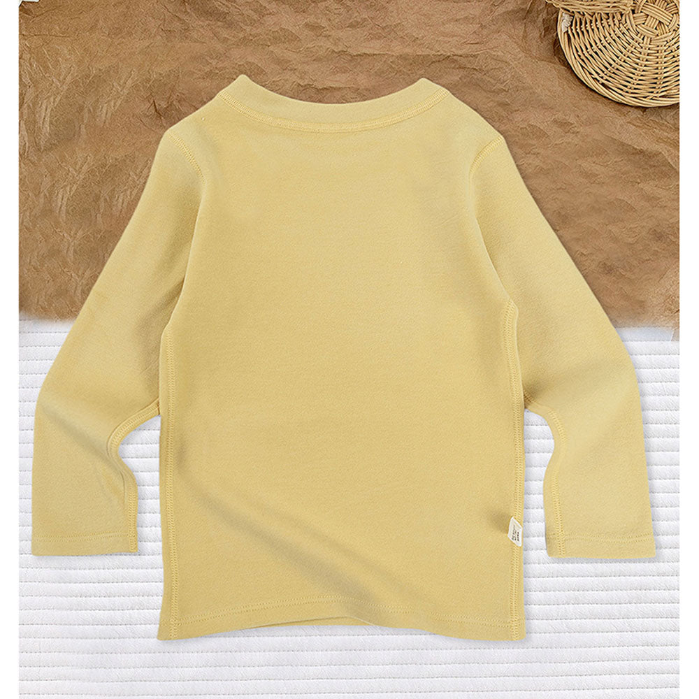 Little Surprise Box , LSB Mustard Round Neck Upper & Lower Body Thermal Winter Warmers For Kids-Set Of 2 Pcs