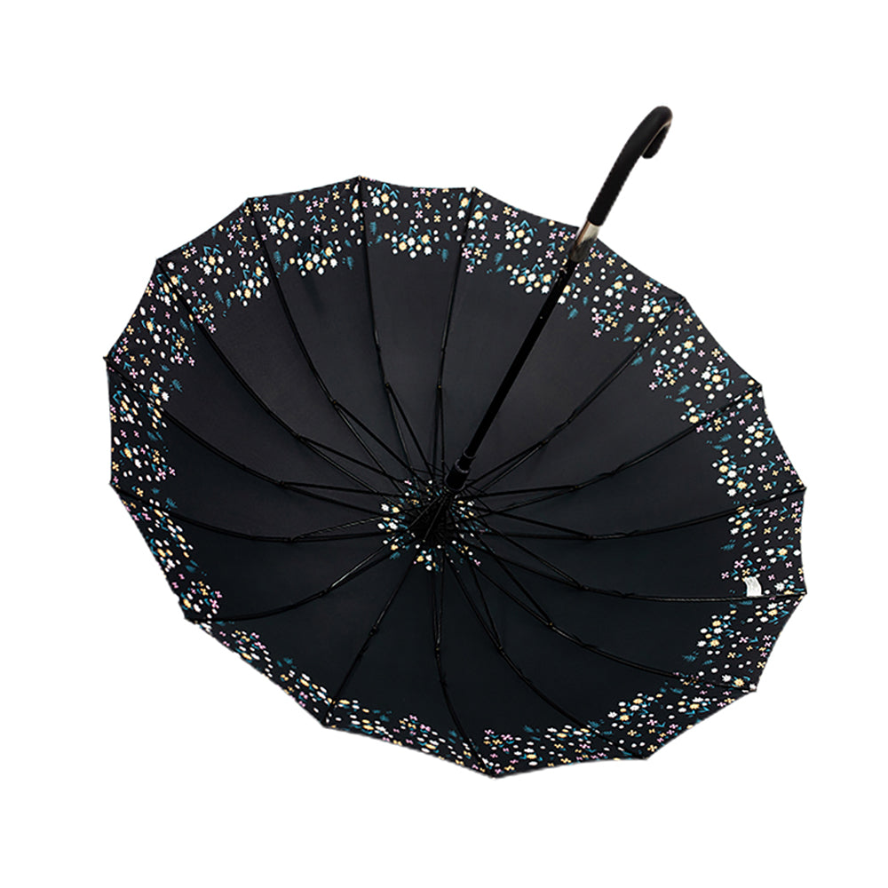 Little Surprise Box Black Floral border Style Umbrella for Teens and Adults