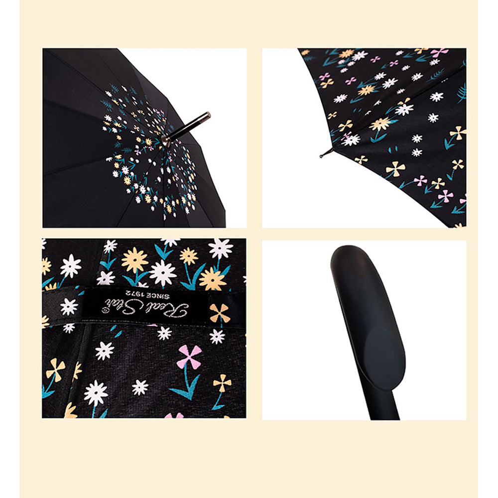 Little Surprise Box Black Floral border Style Umbrella for Teens and Adults