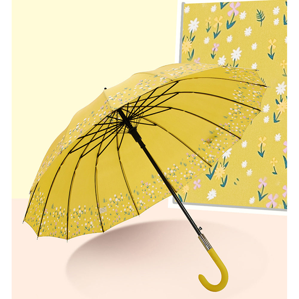 Little Surprise Box Yellow Floral border Style Umbrella for Teens and Adults