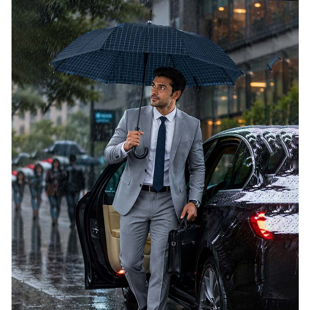 3 Fold Checkered  Auto Open & Close Umbrella for Teens & Adults