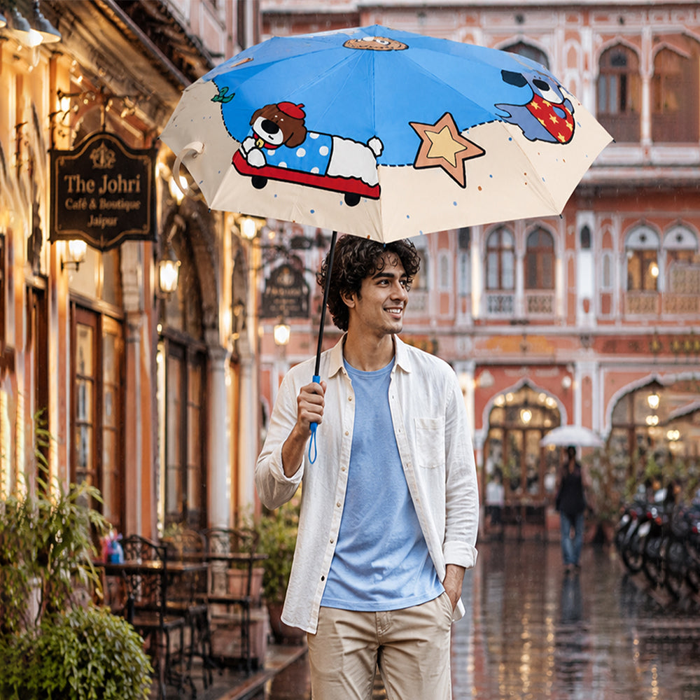 3 Fold Auto Open & Close Rain & Sun Dual Umbrella for Teens & Adults
