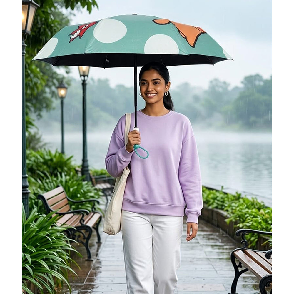 3 Fold Auto Open & Close Rain & Sun Dual Umbrella for Teens & Adults