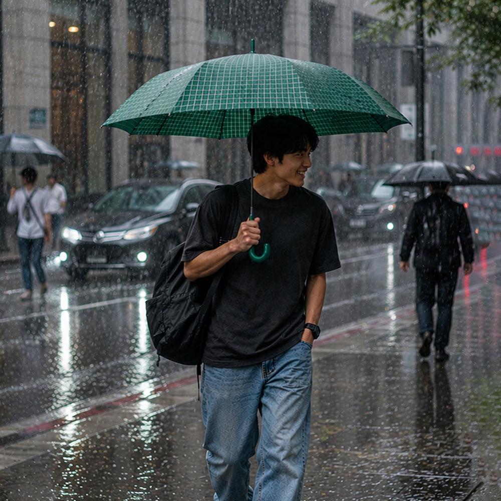 3 Fold Checkered  Auto Open & Close Umbrella for Teens & Adults