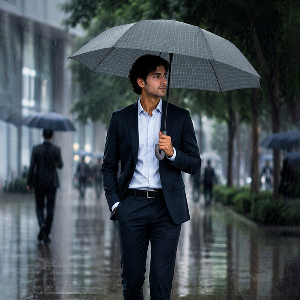 3 Fold Checkered  Auto Open & Close Umbrella for Teens & Adults