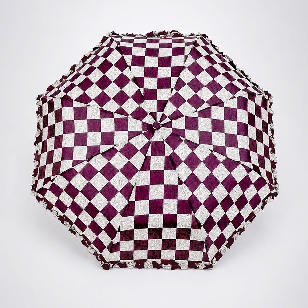 3 fold Frills and Checks Printed Umbrella