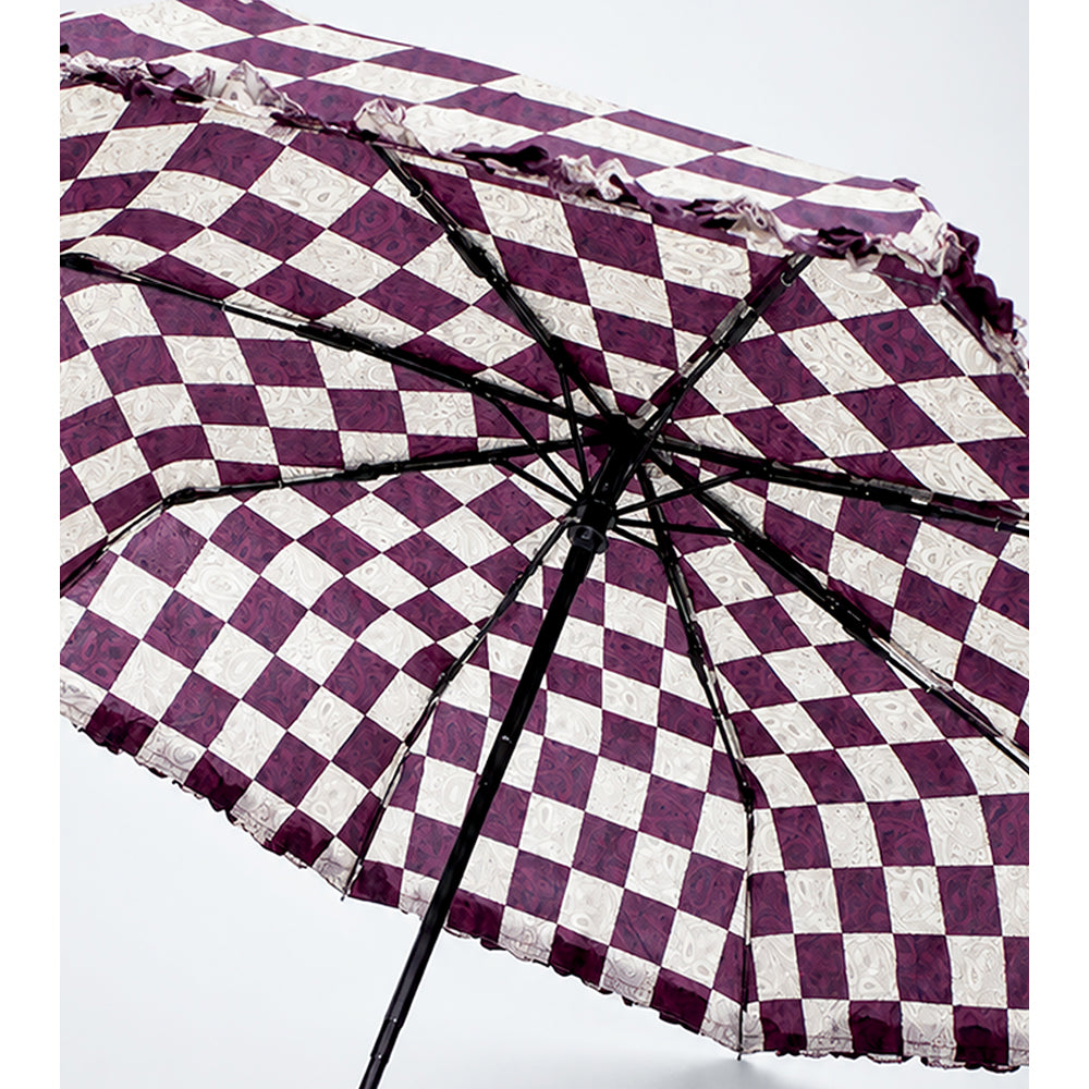 3 fold Frills and Checks Printed Umbrella