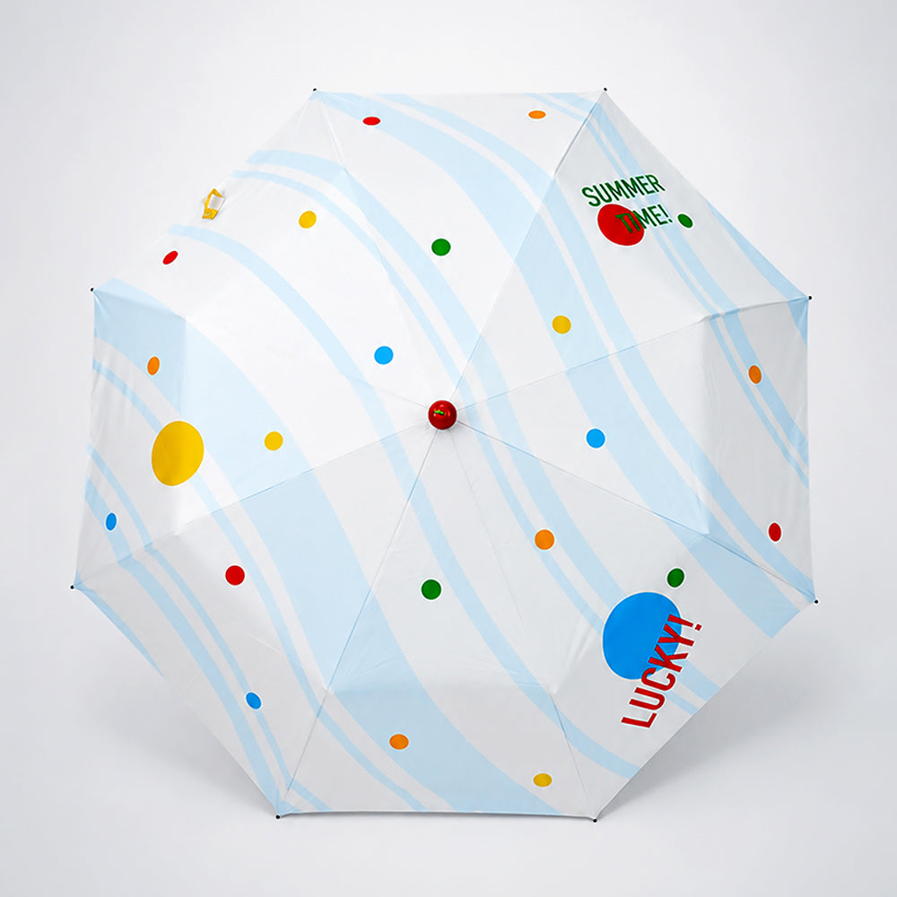 3 Fold Multi Polka with Red Boot Handle UPF 50+ Umbrella