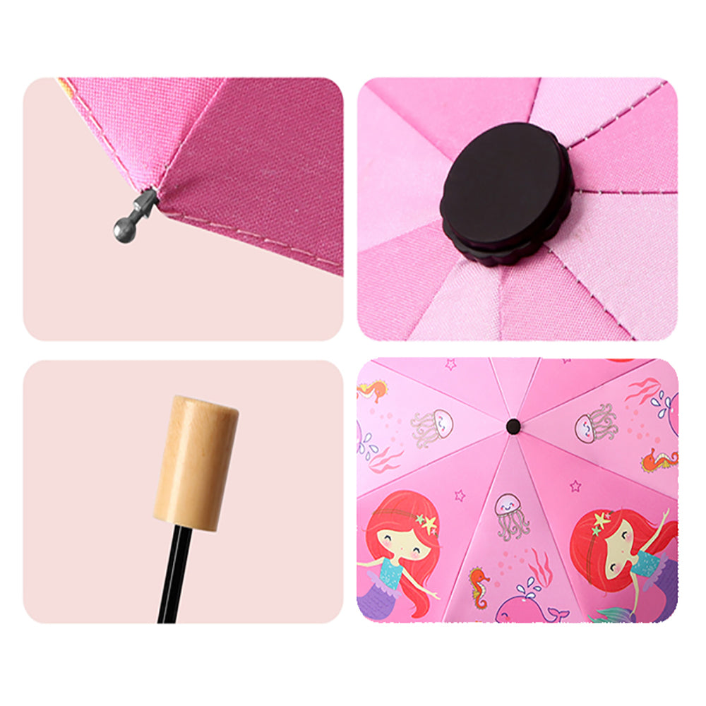 Little Surprise Box, 3-Fold Little Mermaid Theme Rain And All-Season Kids Umbrella 