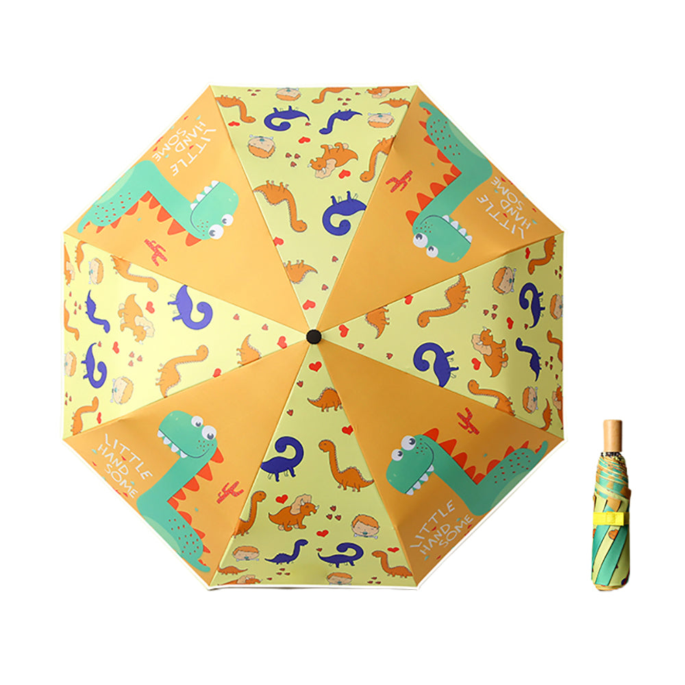 Little Surprise Box, 3-Fold Occur Dinosaur Print Rain And All-Season Kids Umbrella