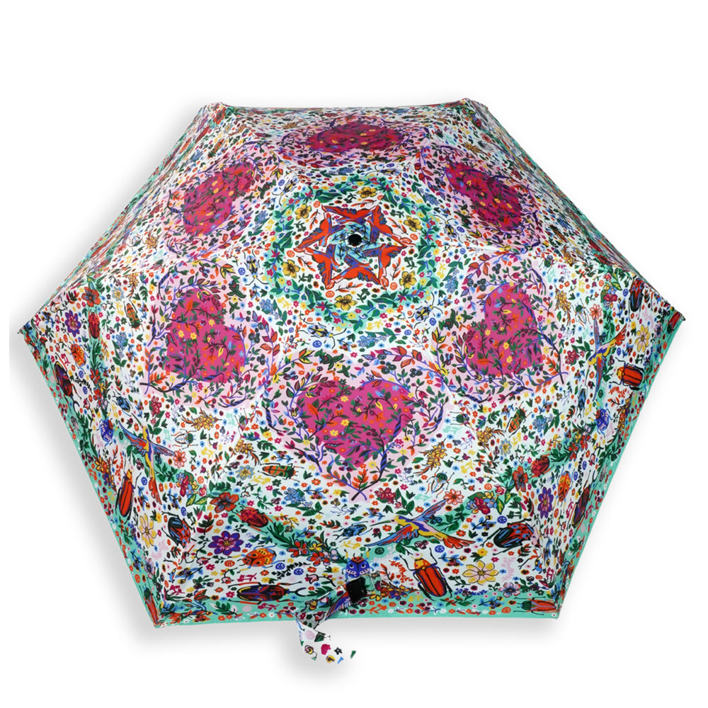 Little Surprise Box, 5 Fold Capsule Pocket edition Floral Heart theme Umbrella for Adults