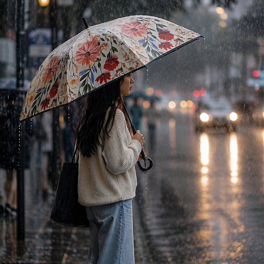 Floral Tile Print Umbrella for Teens & Adults