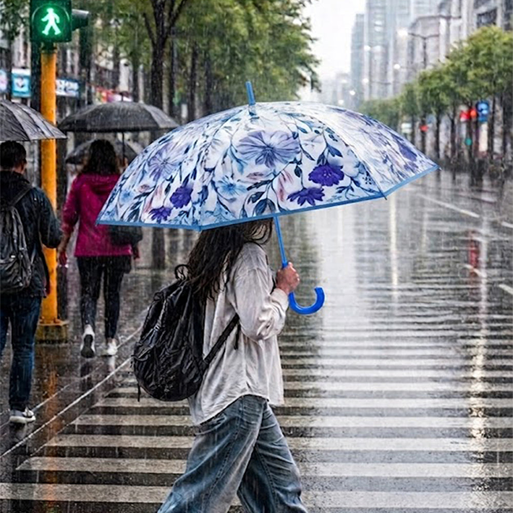 Floral Tile Print Umbrella for Teens & Adults