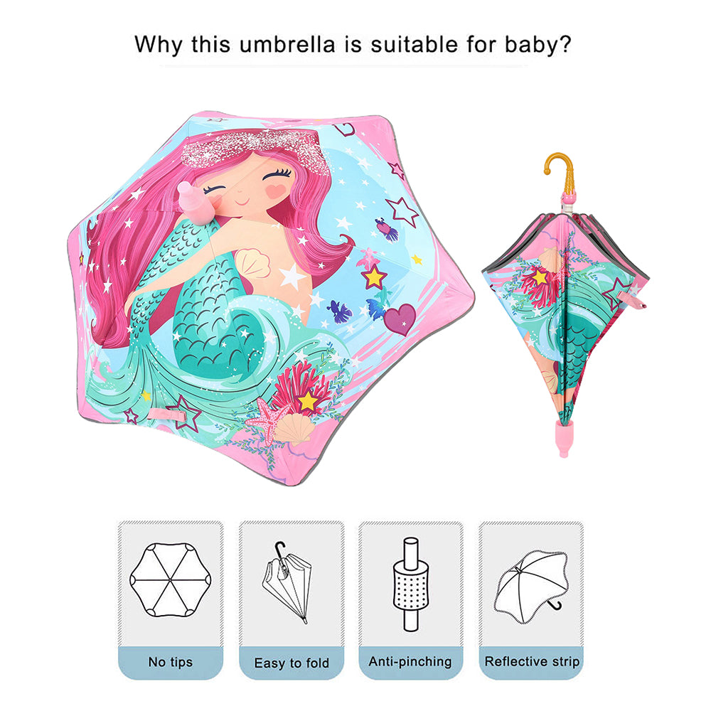 Little Surprise Box Charming Mermaid theme,Canopy Shape Umbrella For Kids,5-12yrs